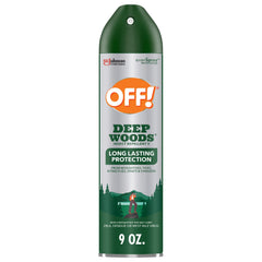 OFF! Deep Woods aerosol frente mostrando envase y beneficio protección duradera