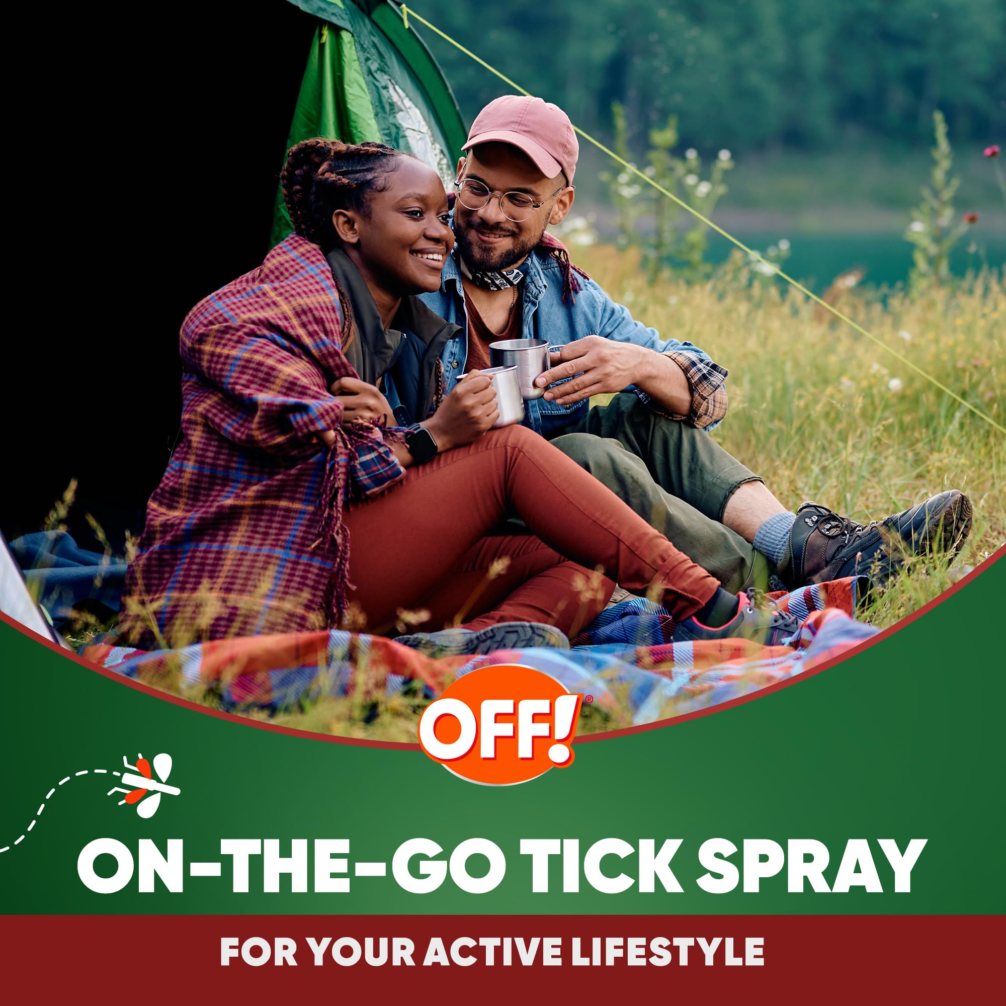 OFF! spray sobre una mesa de camping mostrando uso real
