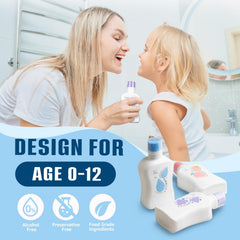 oh care botella junto a una mano para comparar tamaño práctico