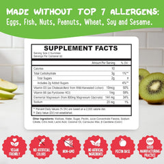 OH MY CHEWY etiqueta nutricional con ingredientes y vitaminas claras