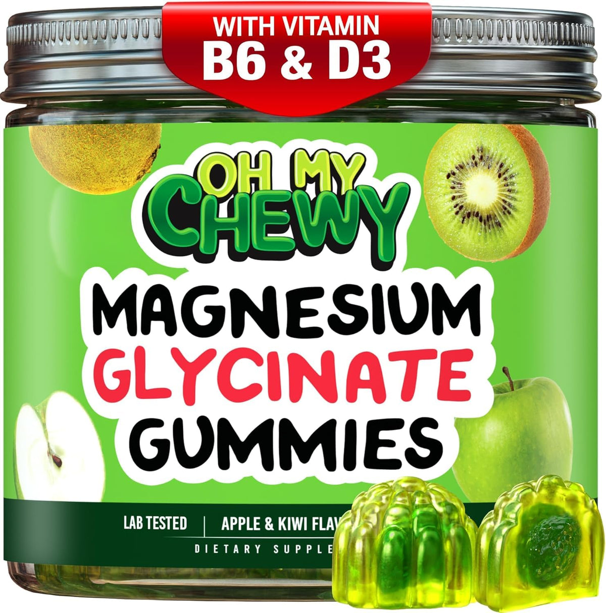 OH MY CHEWY frente del envase mostrando diseño y beneficios para la familia