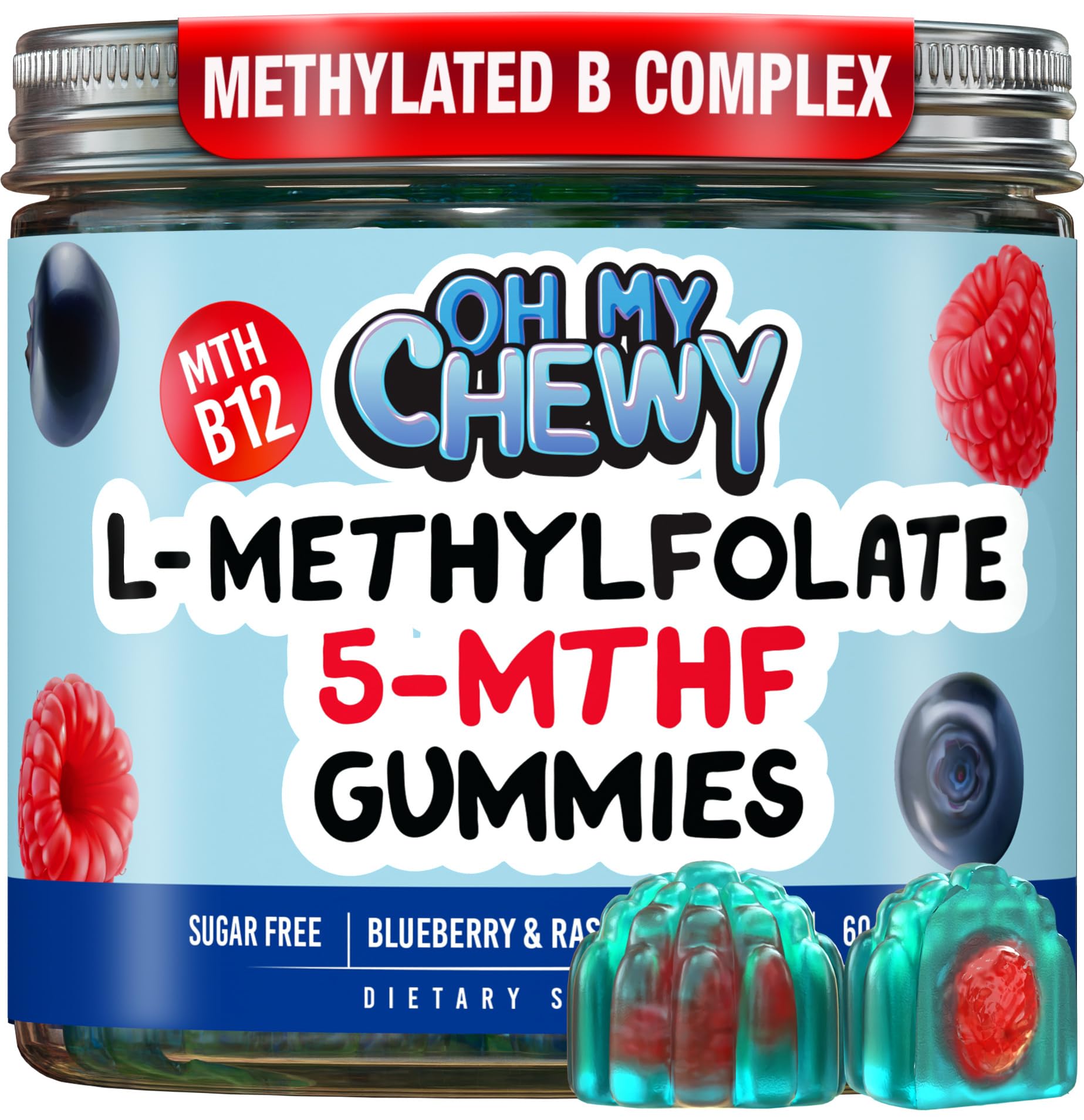 OH MY CHEWY envase frontal mostrando 60 unidades y beneficio conveniencia