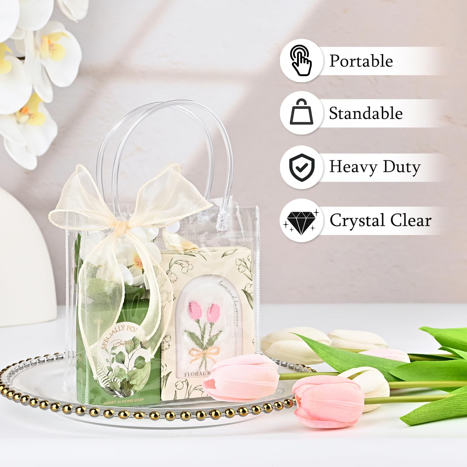 Ohuimrt bolsa con obsequio dentro destacando visibilidad del contenido y regalo atractivo