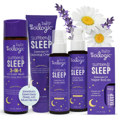 Oilogic packaging frontal del set Slumber & Sleep mostrando botellas y etiquetas claras