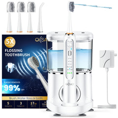 OILSAO conjunto frontal mostrando cepillo e irrigador para limpieza completa