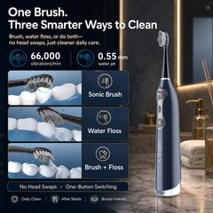 OILSAO boquilla del water flosser enfocando salida de agua, elimina restos interdental