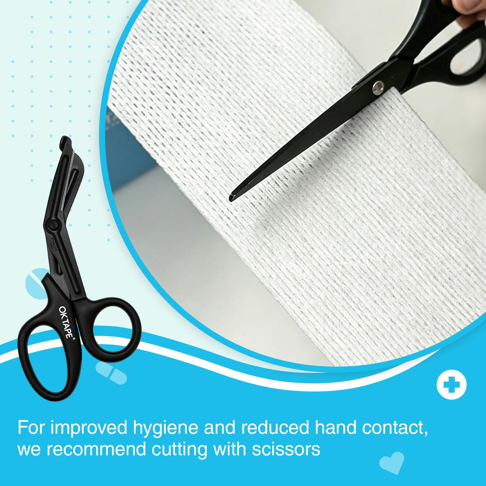 OK TAPE aplicación en mano sujetando apósito con fijación segura