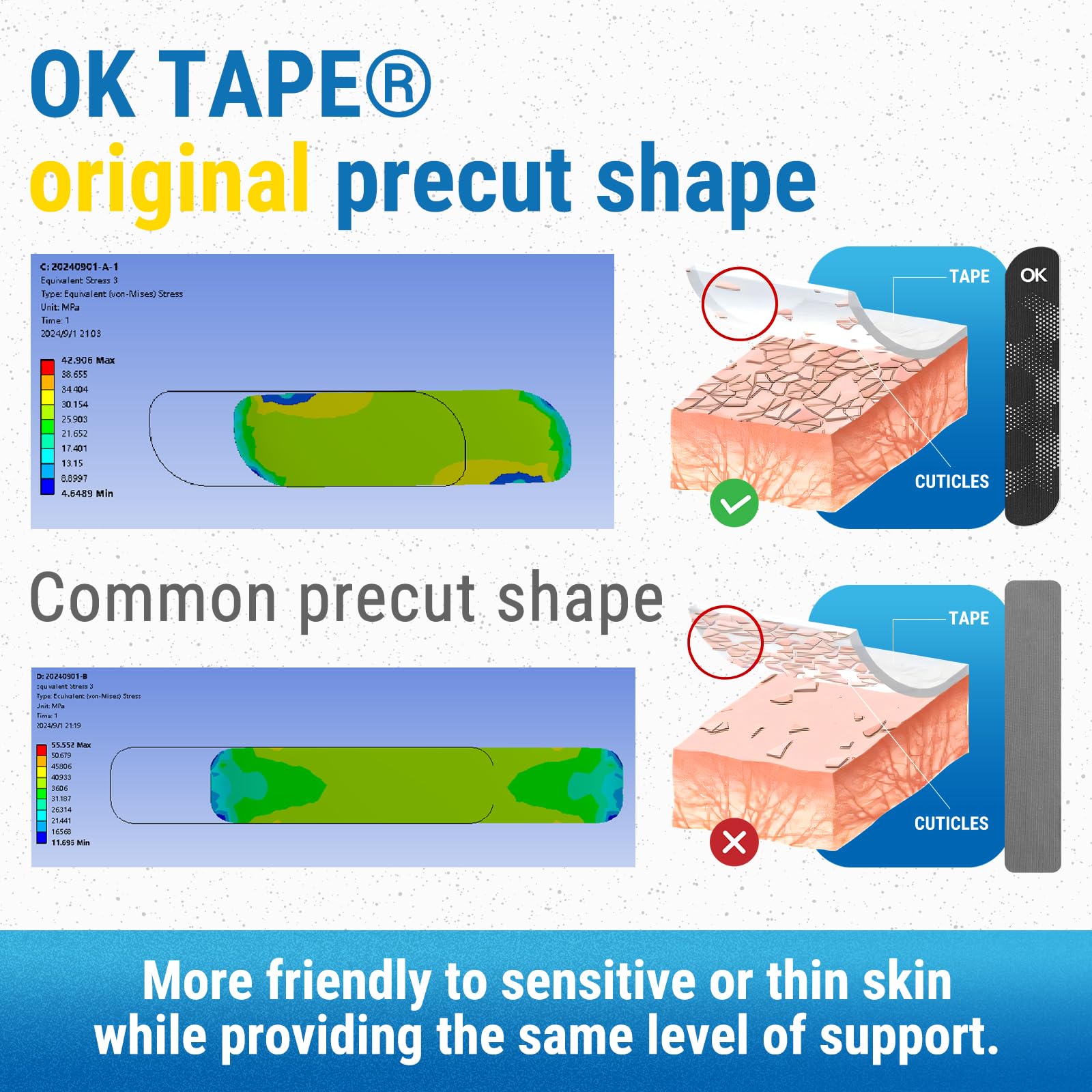 OK TAPE rollo junto a regla para comparar tamaño y medición