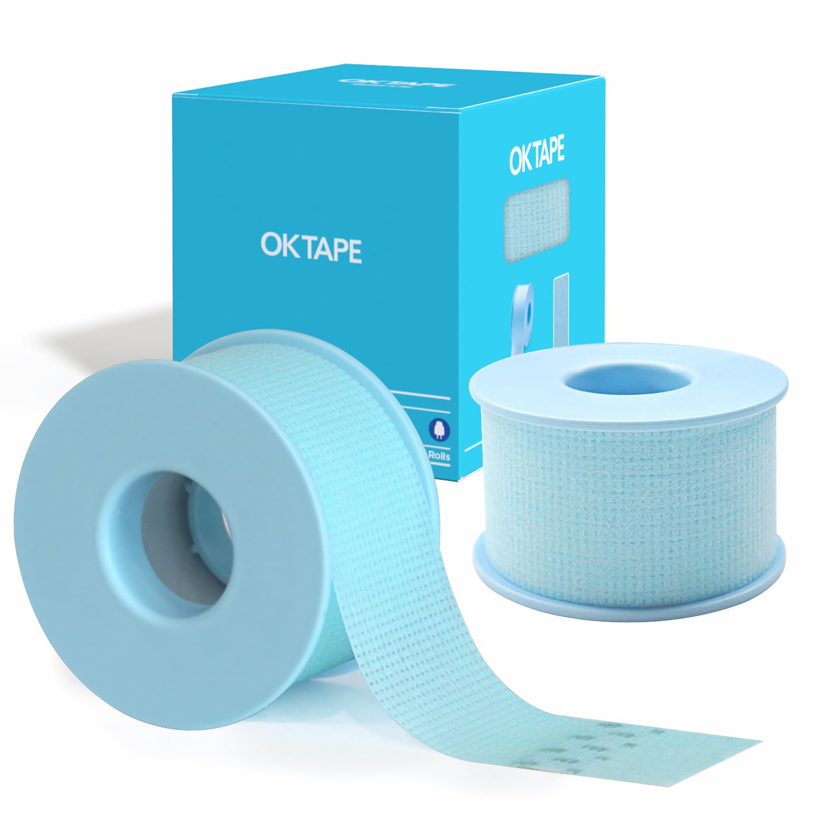OK TAPE empaque frontal mostrando rollos y tamaño práctico