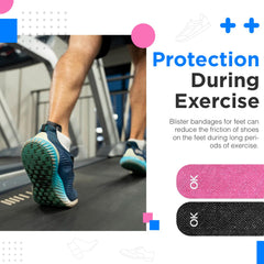 OK TAPE parche aplicado en talón mostrando comodidad y prevención de ampollas