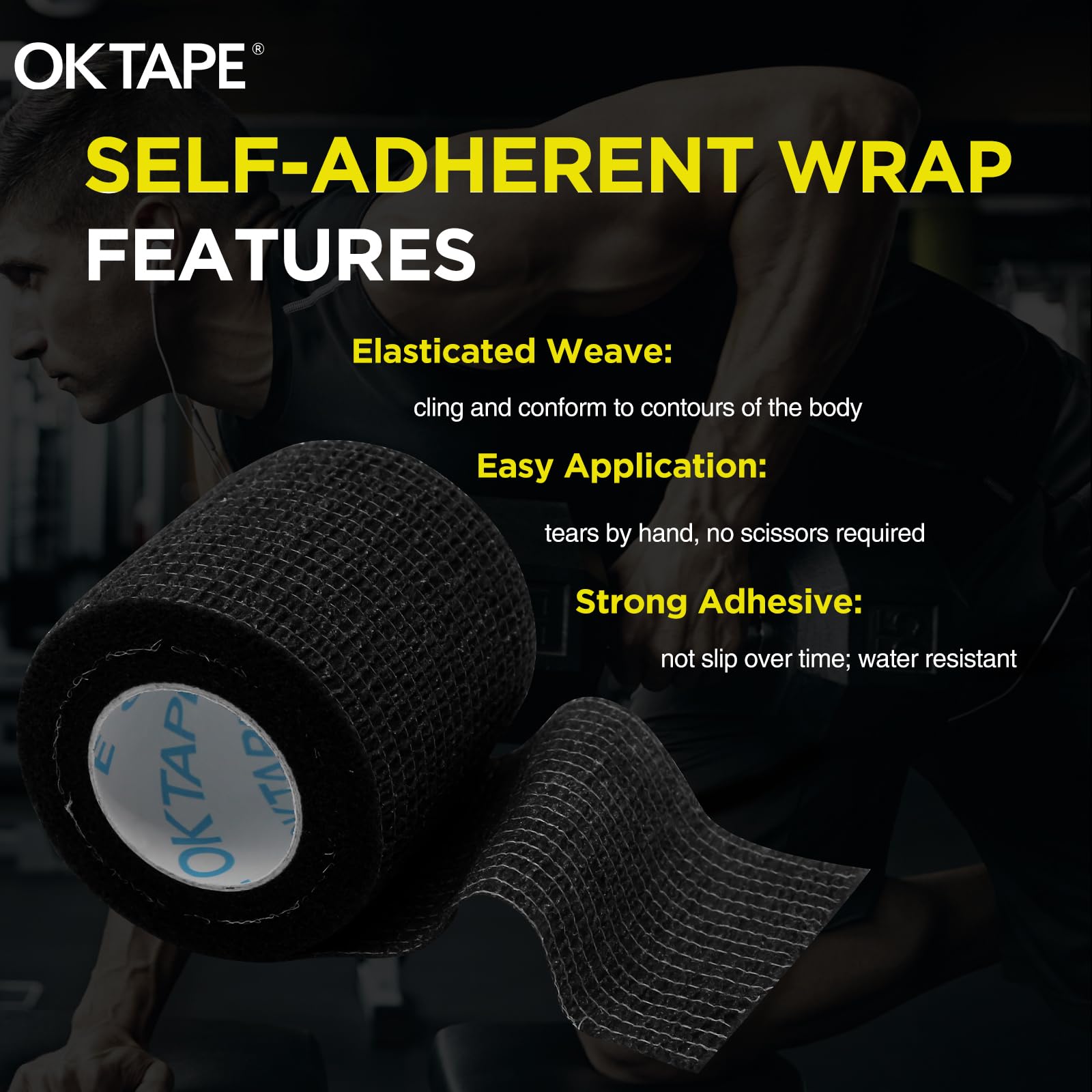 OK TAPE vendaje en pata de mascota asegurando apósito sin pegarse