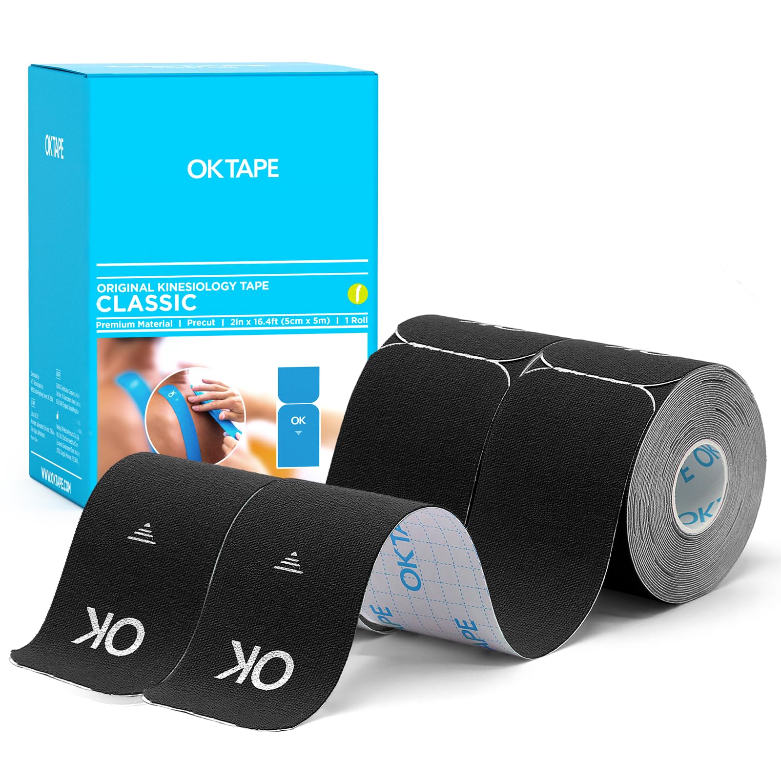 OK TAPE frente del paquete mostrando 20 tiras y ventajas de uso
