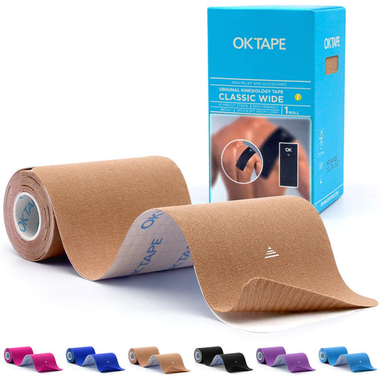 OK TAPE empaque frontal mostrando tiras precortadas y beneficio de aplicación rápida