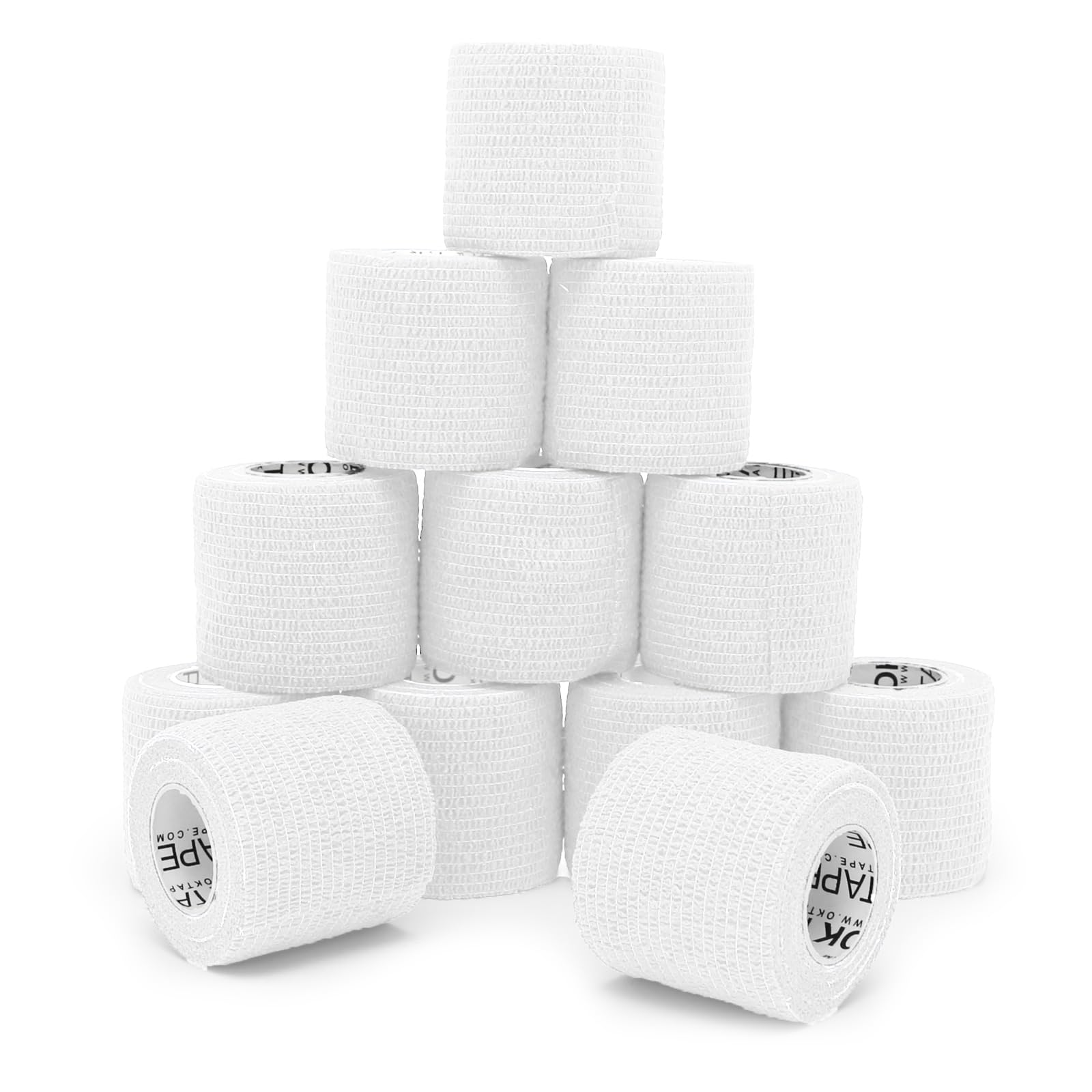 OK TAPE paquete frontal 12 rollos mostrando conveniencia y almacenamiento