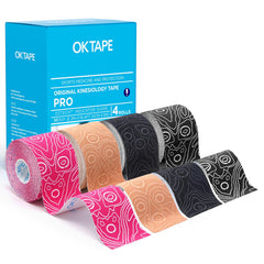 OK TAPE rollo frontal mostrando etiqueta y tamaño, soporte versátil