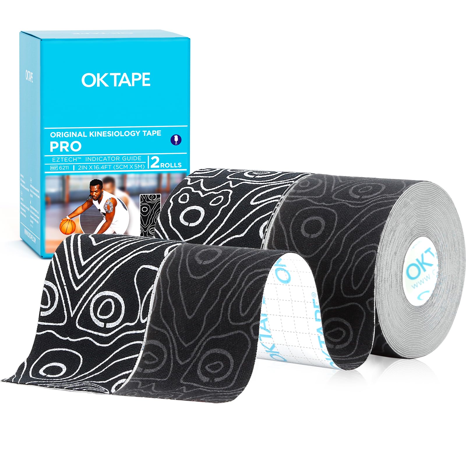 OK TAPE vista frontal del paquete, presenta rollos y colores, comodidad de uso