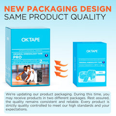 OK TAPE PRO rollo desenrollado que muestra textura transpirable y elasticidad