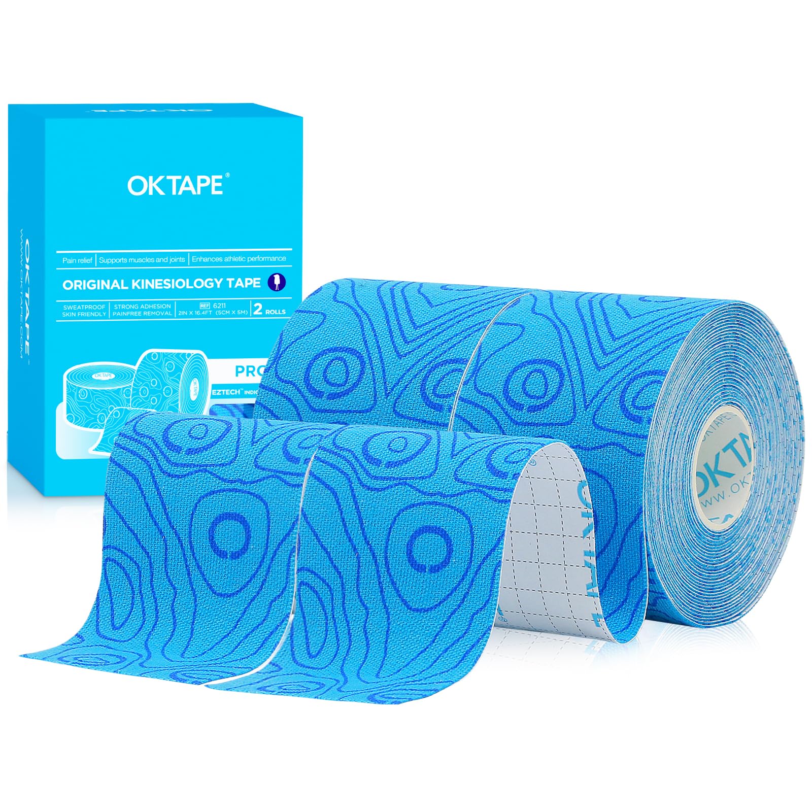 OK TAPE PRO imagen frontal del paquete mostrando los rollos y beneficios