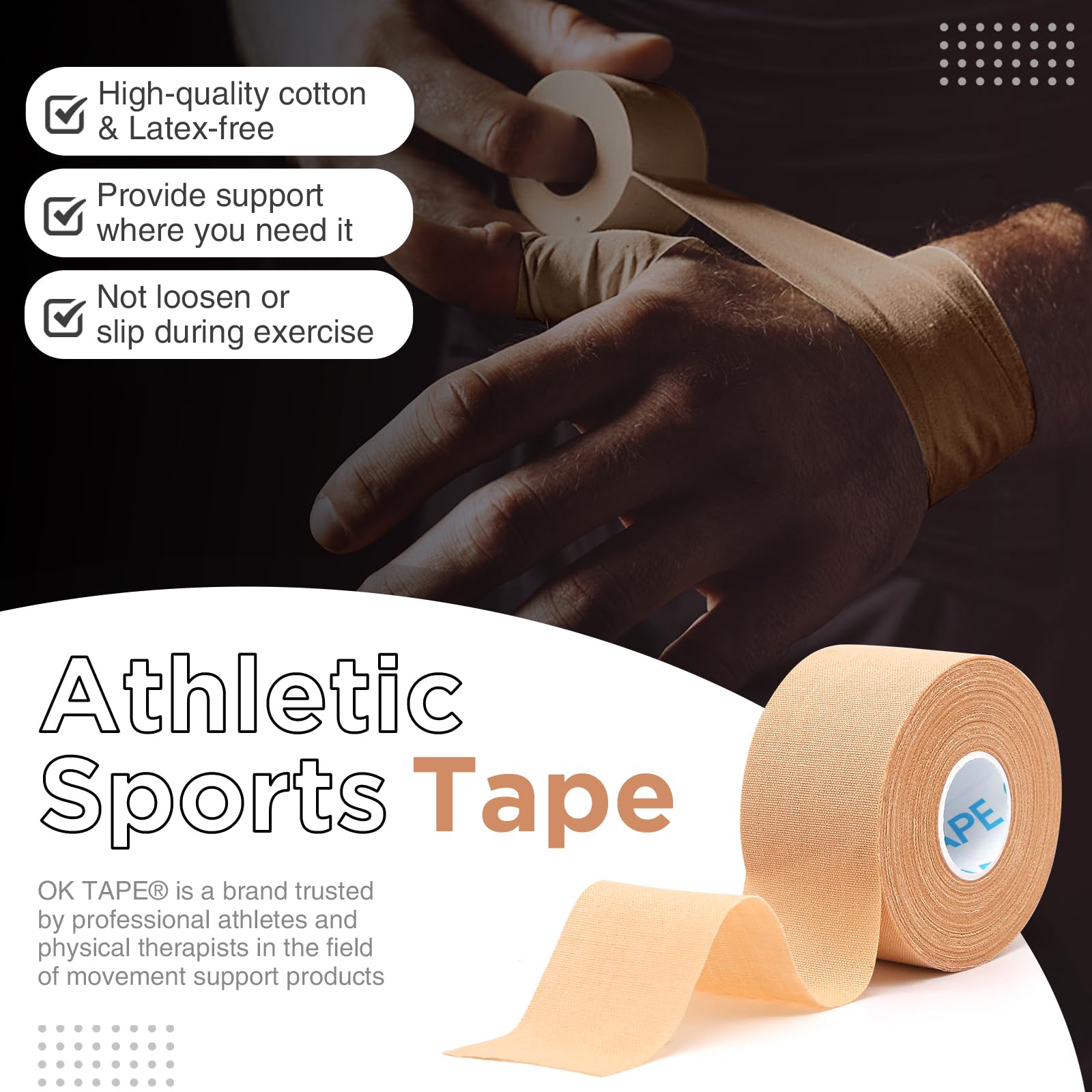 OK TAPE demostración de rasgado a mano para aplicación rápida sin tijeras
