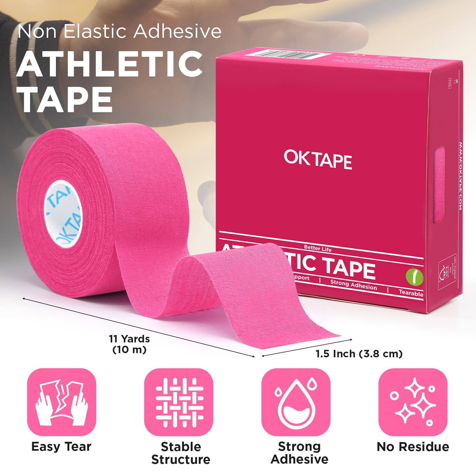 OK TAPE textura de rollo de algodón mostrando tejido transpirable y confort