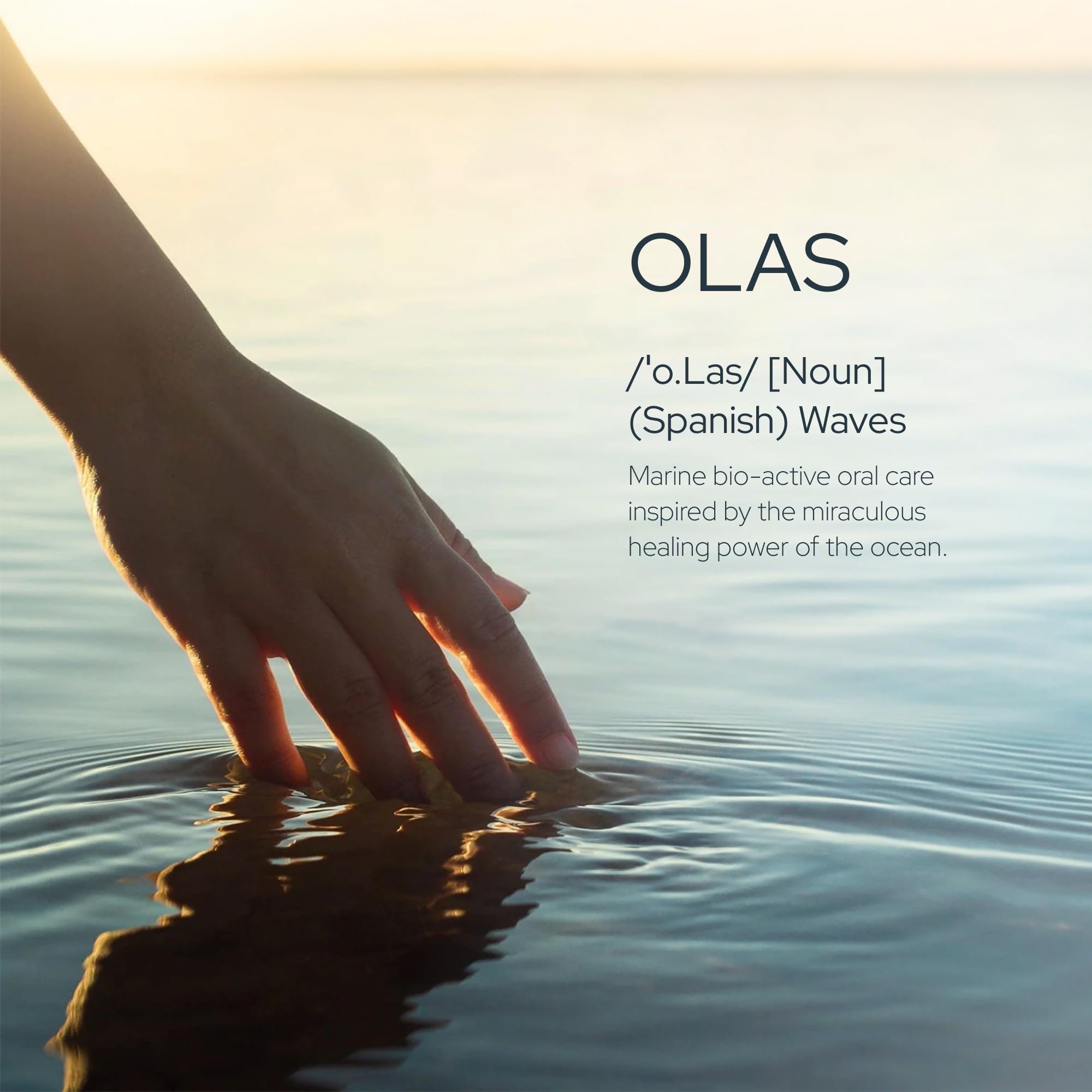Olas etiqueta con lista de ingredientes naturales y respaldo profesional