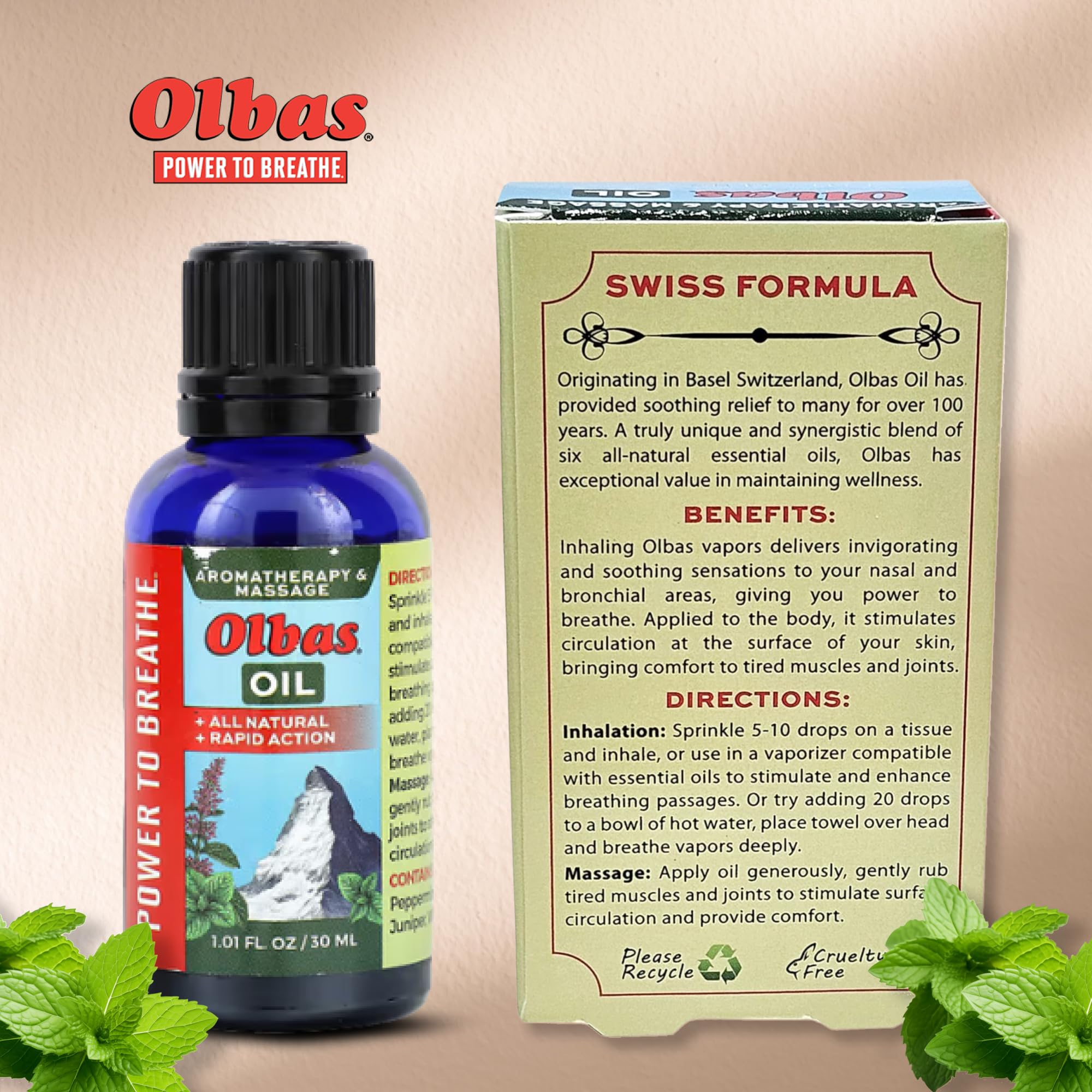 Olbas etiqueta con lista de ingredientes para confianza y transparencia
