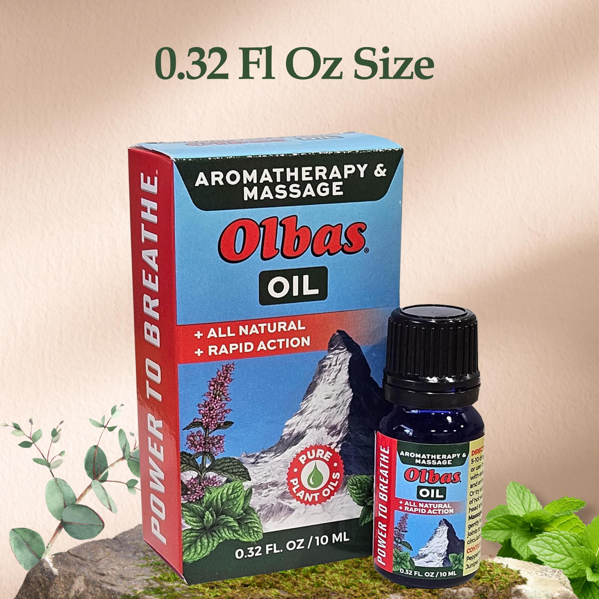 Olbas con plantas medicinales que sugieren origen natural y tradición