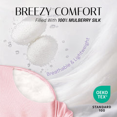 Doble capa de seda en antifaz OLESILK para mayor suavidad.