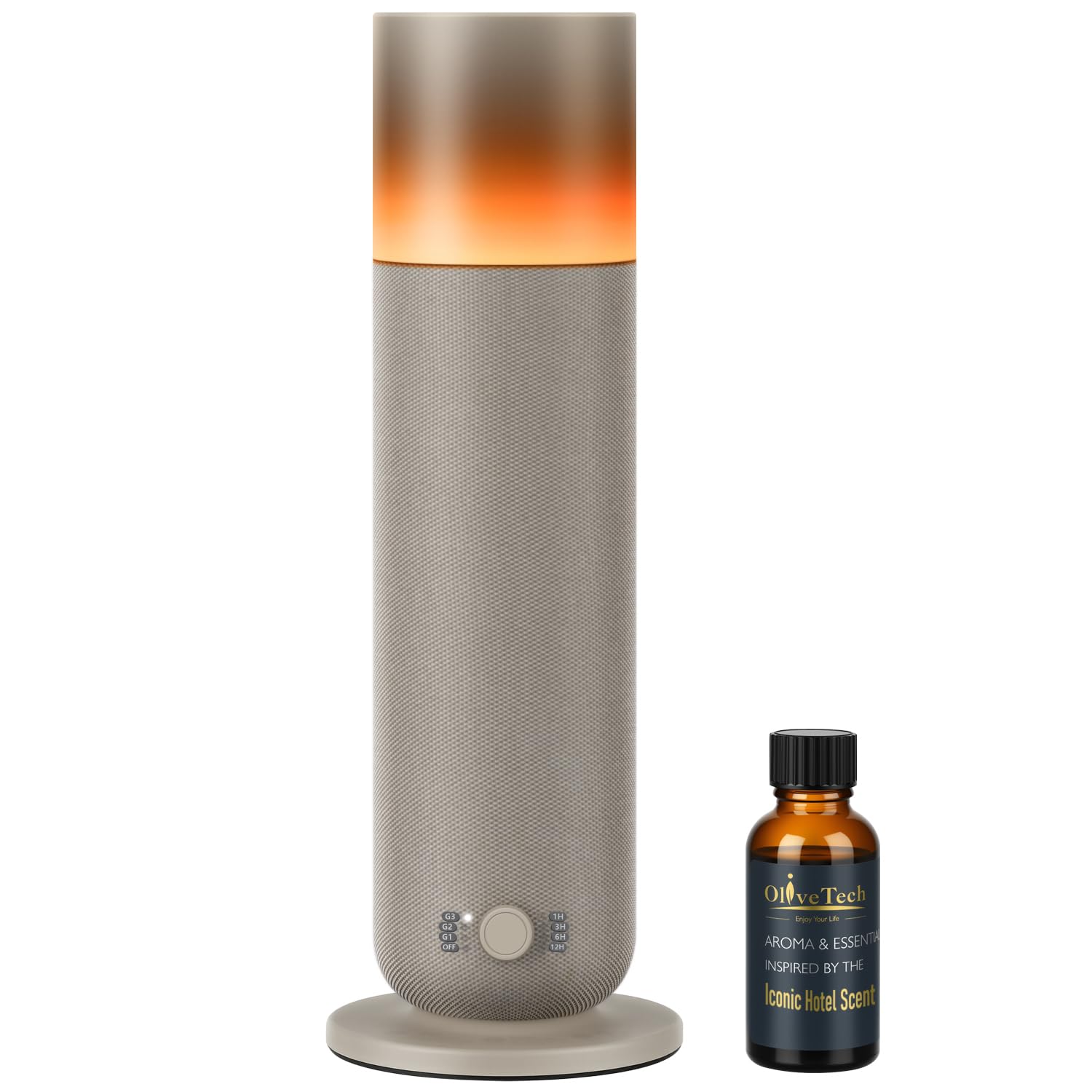 OliveTech difusor frontal con tela que aporta elegancia y fragancia homogénea