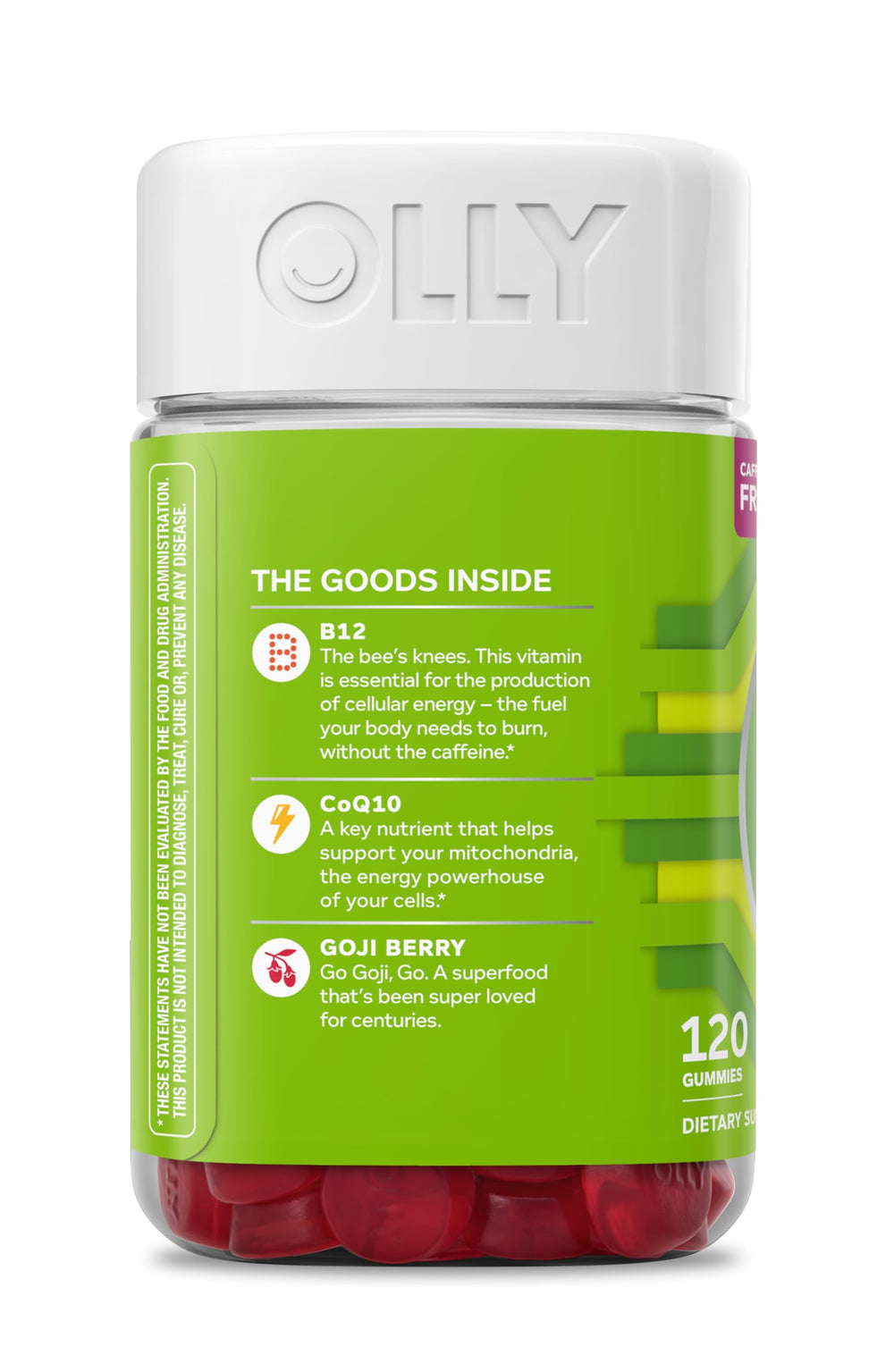 OLLY primer plano de goji real implicando ingrediente natural y sabor