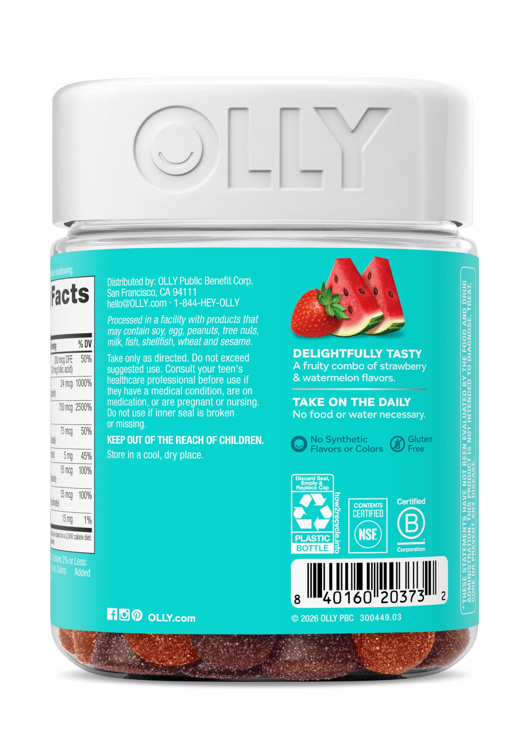 OLLY sello sin gluten en el envase para tranquilidad alimentaria