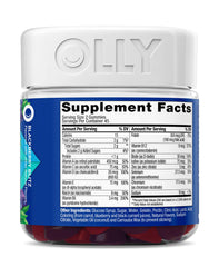 OLLY envase con frutas e ingredientes naturales sugiere sabor mejorado
