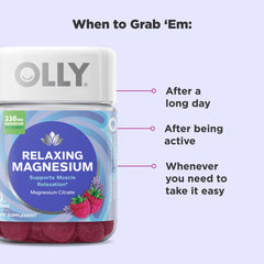 OLLY etiqueta con ingredientes y forma de magnesio citrato visible