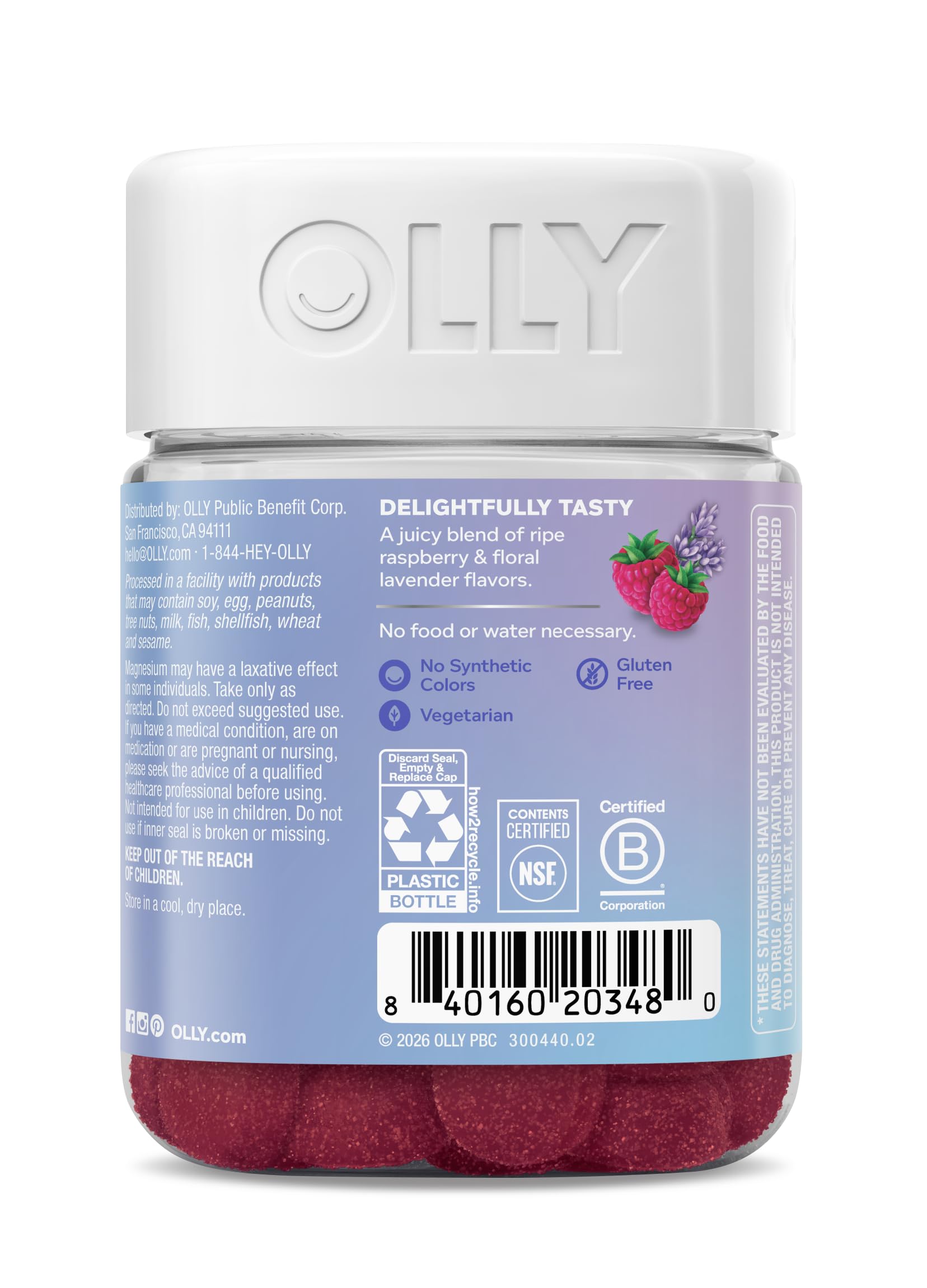 OLLY ilustración frambuesa y lavanda que comunica sabor natural