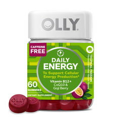 OLLY envase frontal Daily Energy mostrando etiquetado y beneficio de energía sostenida
