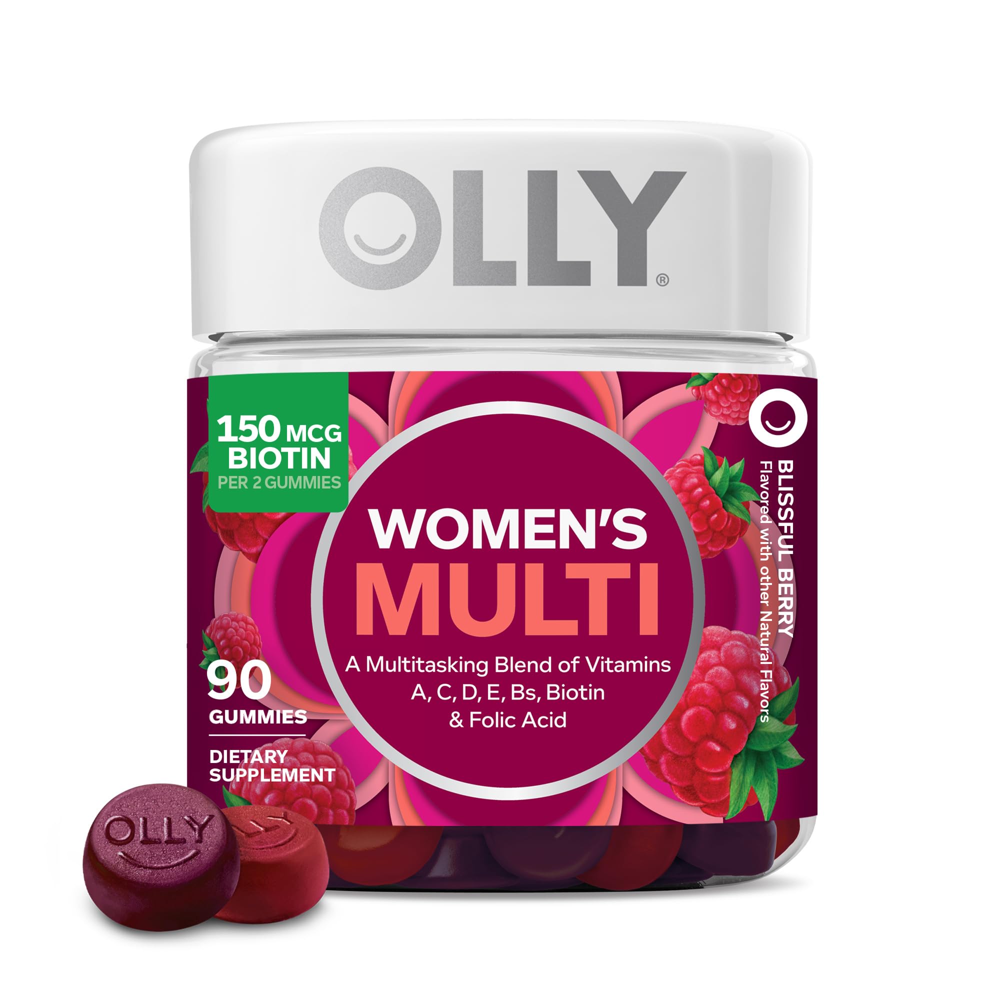 OLLY frasco frontal con 90 gomitas, fácil integración diaria