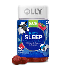 OLLY vista frontal del envase mostrando la marca y beneficio de apoyo ocasional al sueño