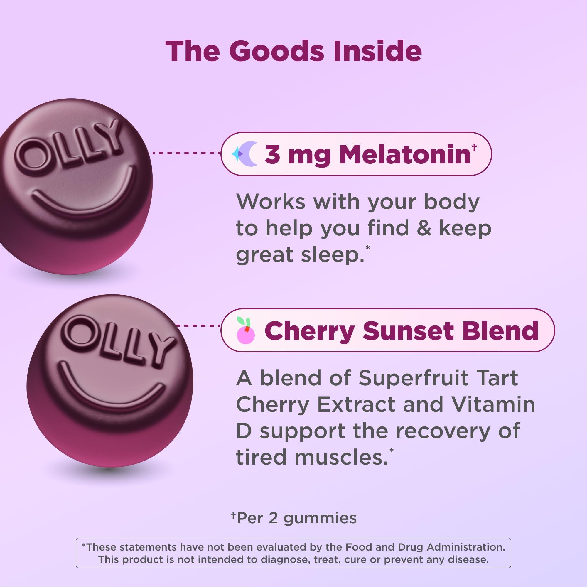 Imagen de tart cherry y extracto, OLLY destacando antioxidantes naturales