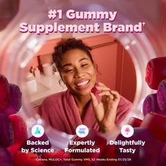 OLLY gomitas junto a frutas cítricas y frambuesas, sugerencia de sabores naturales