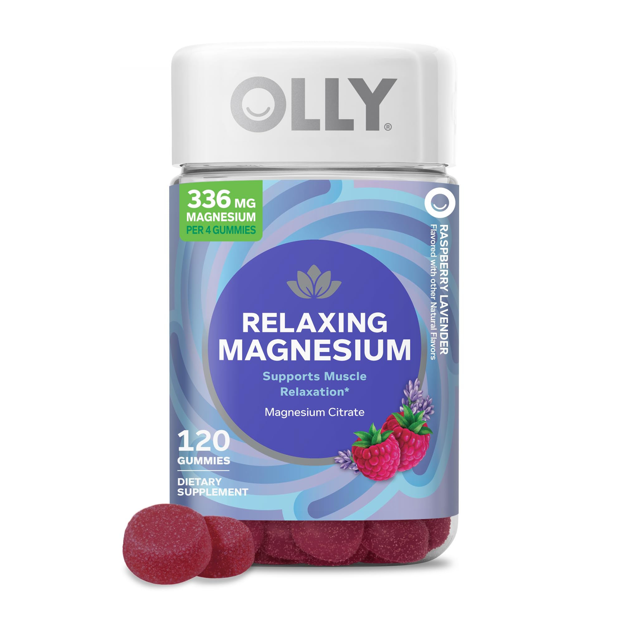 OLLY botella frontal con gominolas relajantes para tomar diariamente