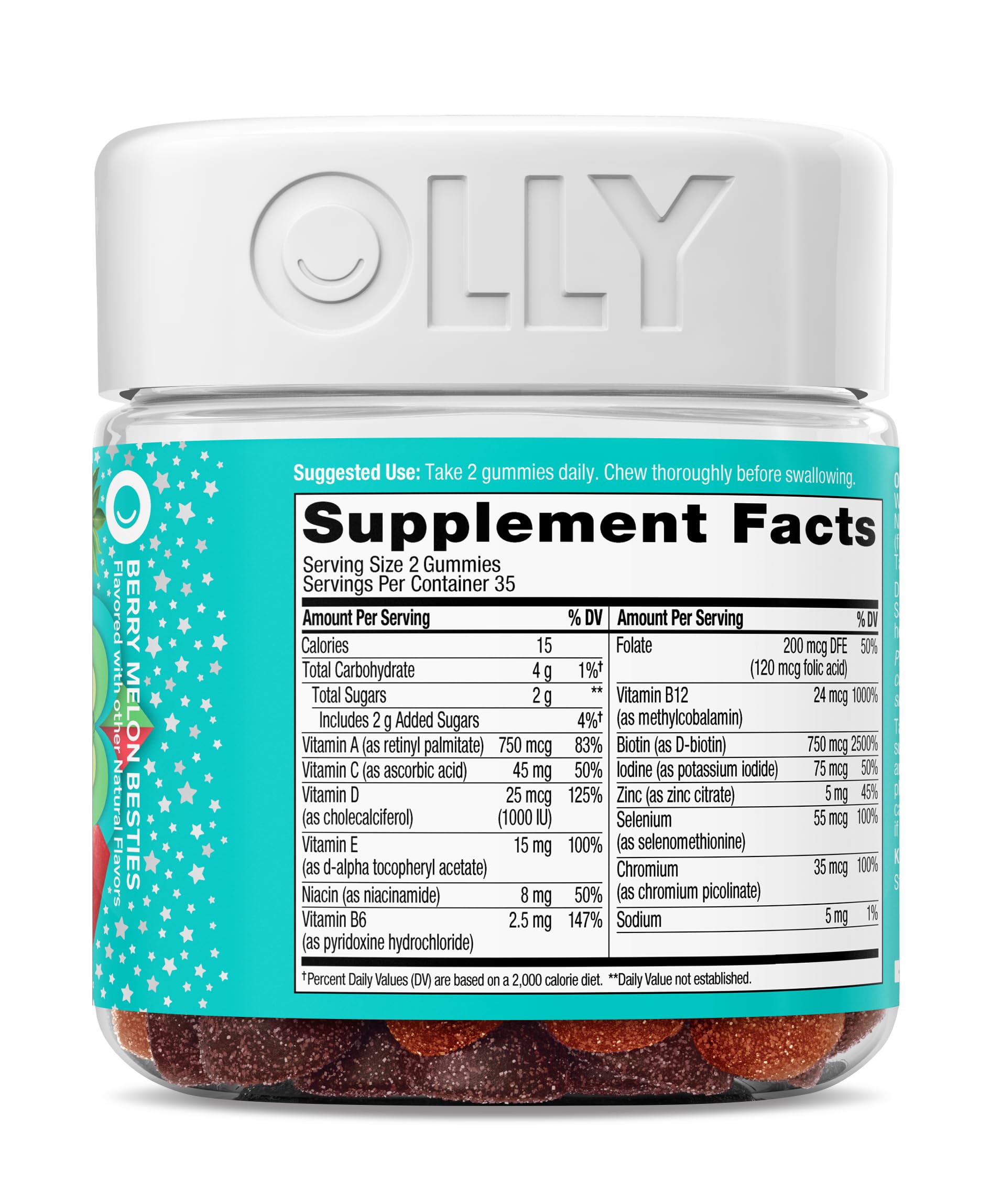 OLLY acercamiento a vitaminas clave mostrando evidencia de nutrientes