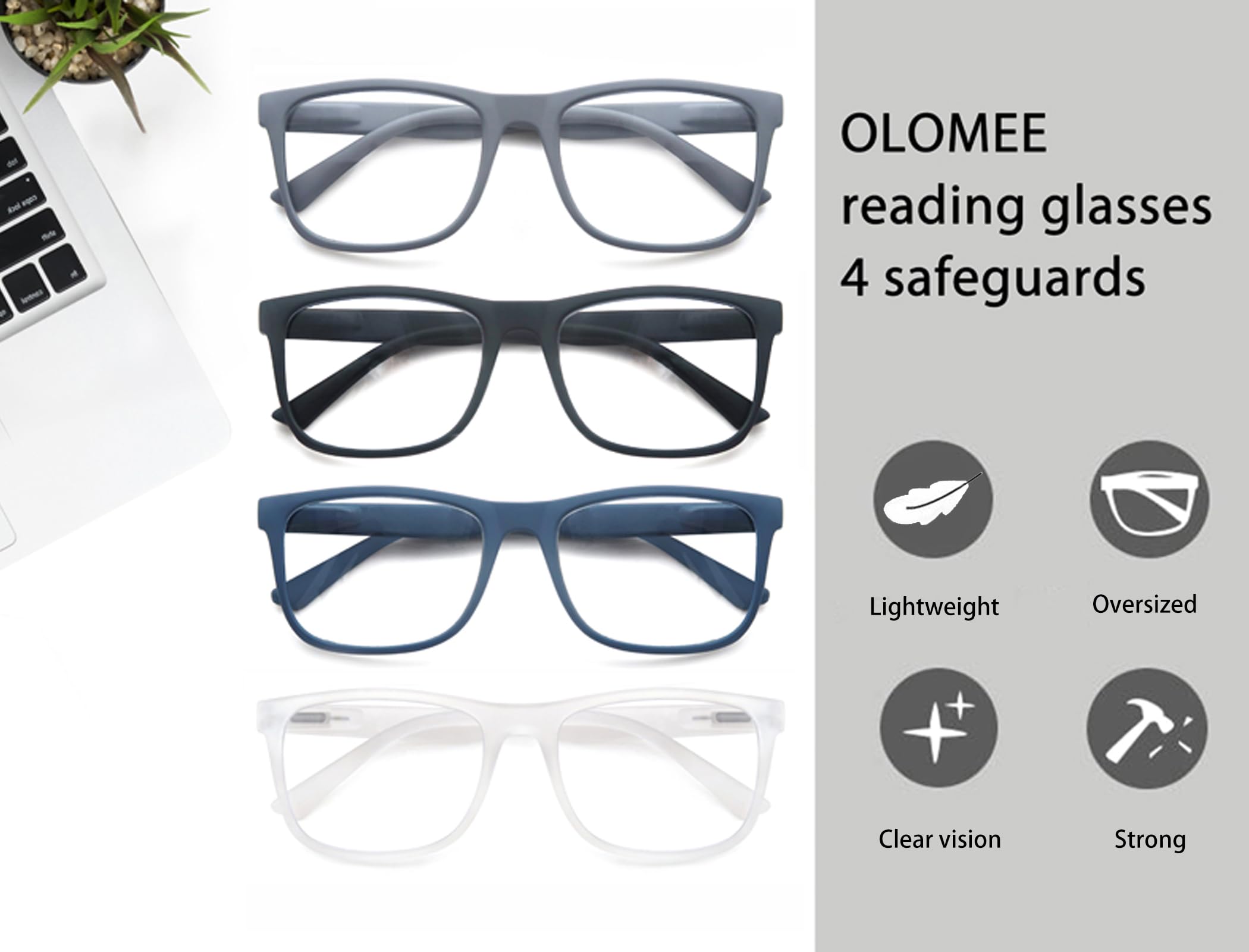 OLOMEE gafas en uso leyendo libro, comodidad para lectura prolongada