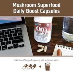 OM MUSHROOM SUPERFOOD cápsulas en estuche de viaje que facilitan la rutina diaria