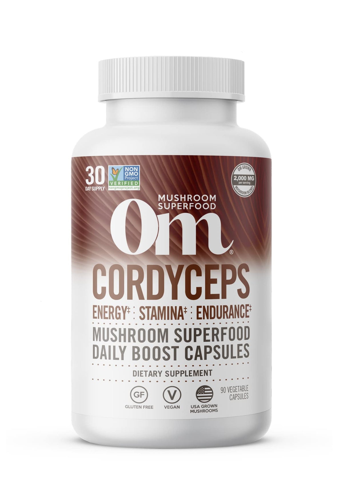 OM MUSHROOM envase frontal mostrando marca y beneficios