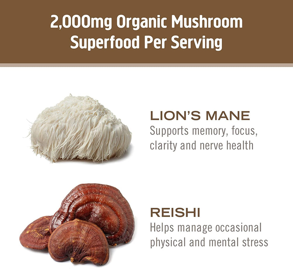 OM MUSHROOM SUPERFOOD trabajadores en cultivo en California subrayando producción local