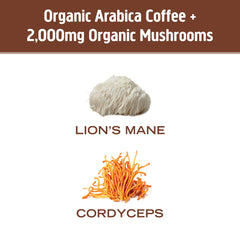 OM MUSHROOM SUPERFOOD lata junto a objetos cotidianos para escala y conveniencia