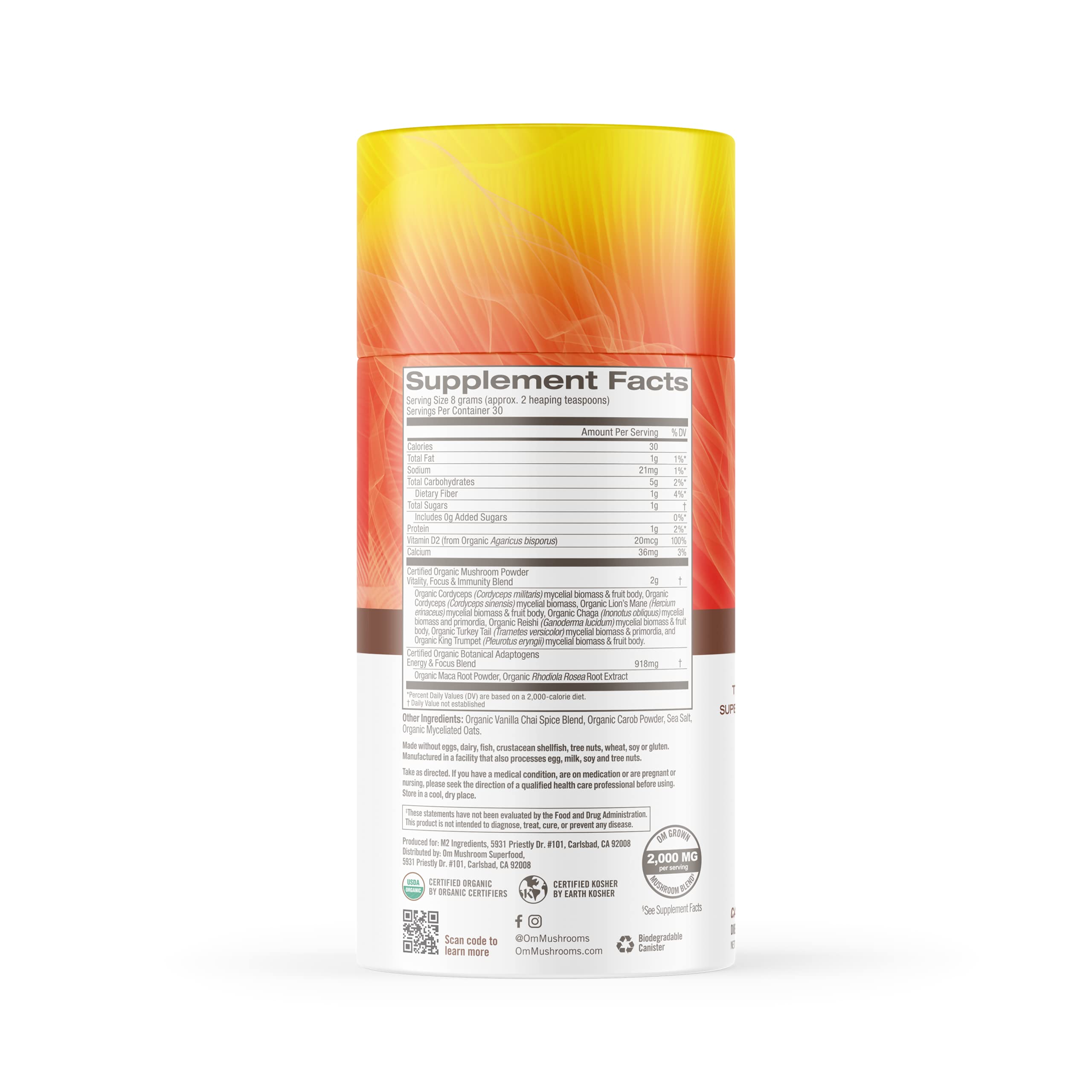 OM MUSHROOM SUPERFOOD cucharada lista para medir porción diaria