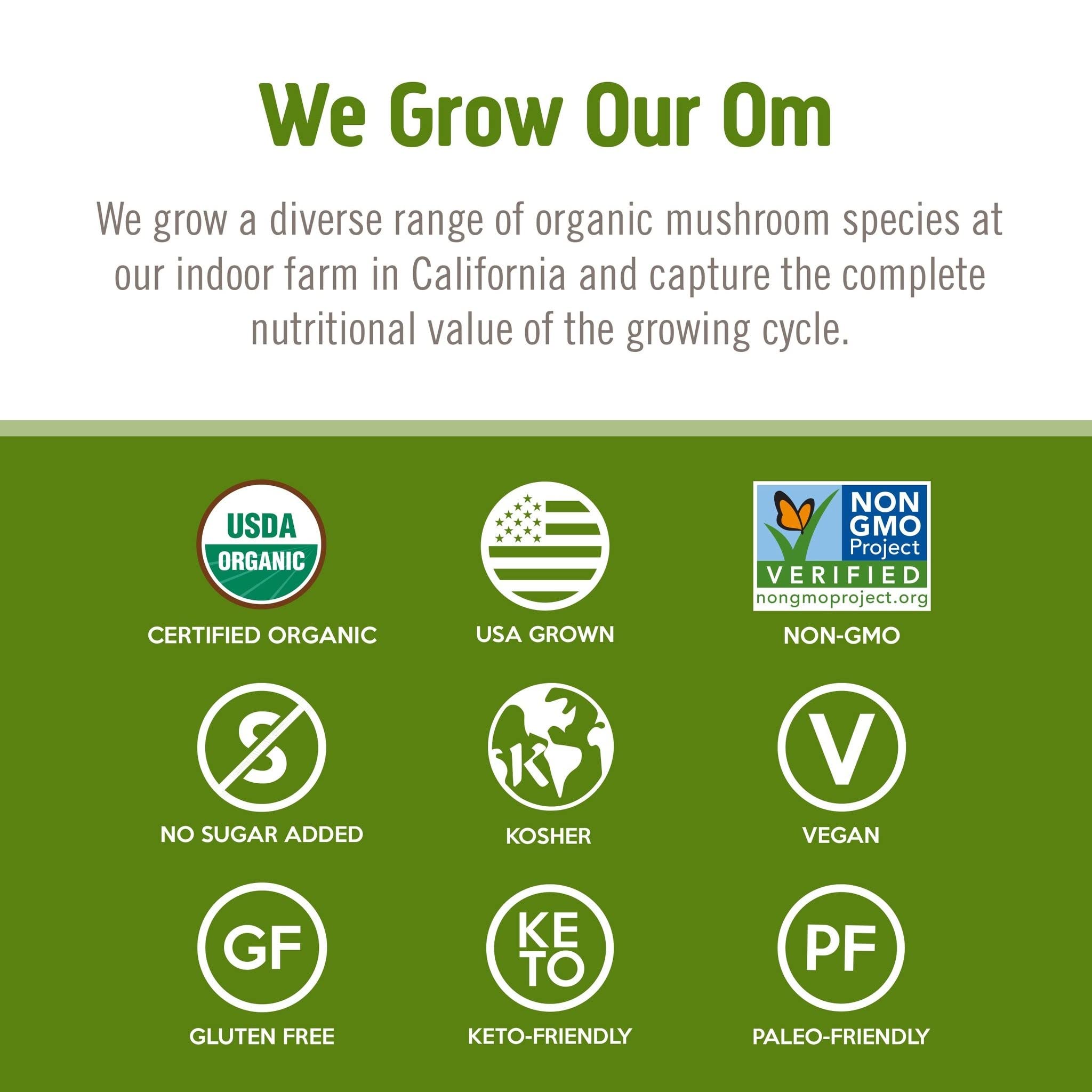 OM MUSHROOM SUPERFOOD polvo en smoothie para apoyo funcional nutritivo