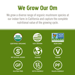OM MUSHROOM SUPERFOOD polvo en smoothie para apoyo funcional nutritivo