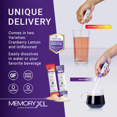 OmegaXL MemoryXL mano sosteniendo sobre para comparar tamaño y portabilidad